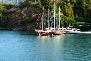 Yachts At The Pier On Turkish Resort, Fethiye, Turkey