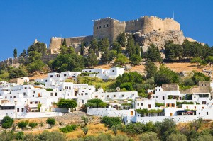 Mall Greek Street In Lindos, Rhodes, Greece