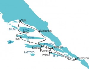 Split - Dubrovnik Tour - route